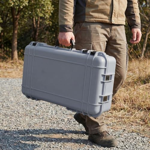 Image of Relaxweex 1 Pcs Waterproof Hard Case with DIY Customizable Foam Insert Portable Protective Case with Knife for Camera Drones Equipments Tools Test Instruments(Gray,22.4 x 16.1 x 10.2 Inch)