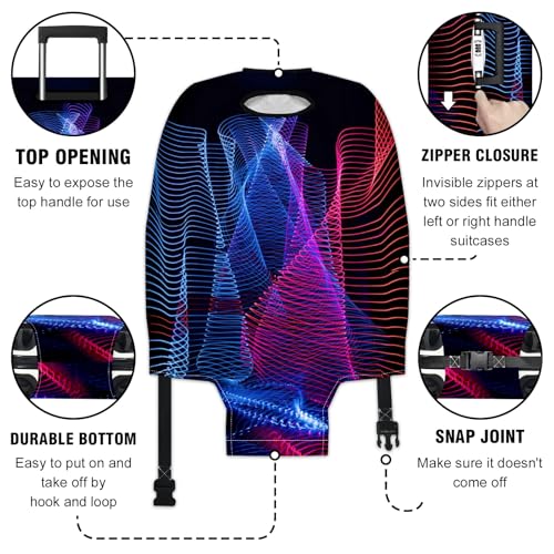 Travel Luggage Cover Suitcase Protector Scratch-Resistant Fit Not Included Suitcase Blue, Red And Pink Abstract Artwork M-22-24in3