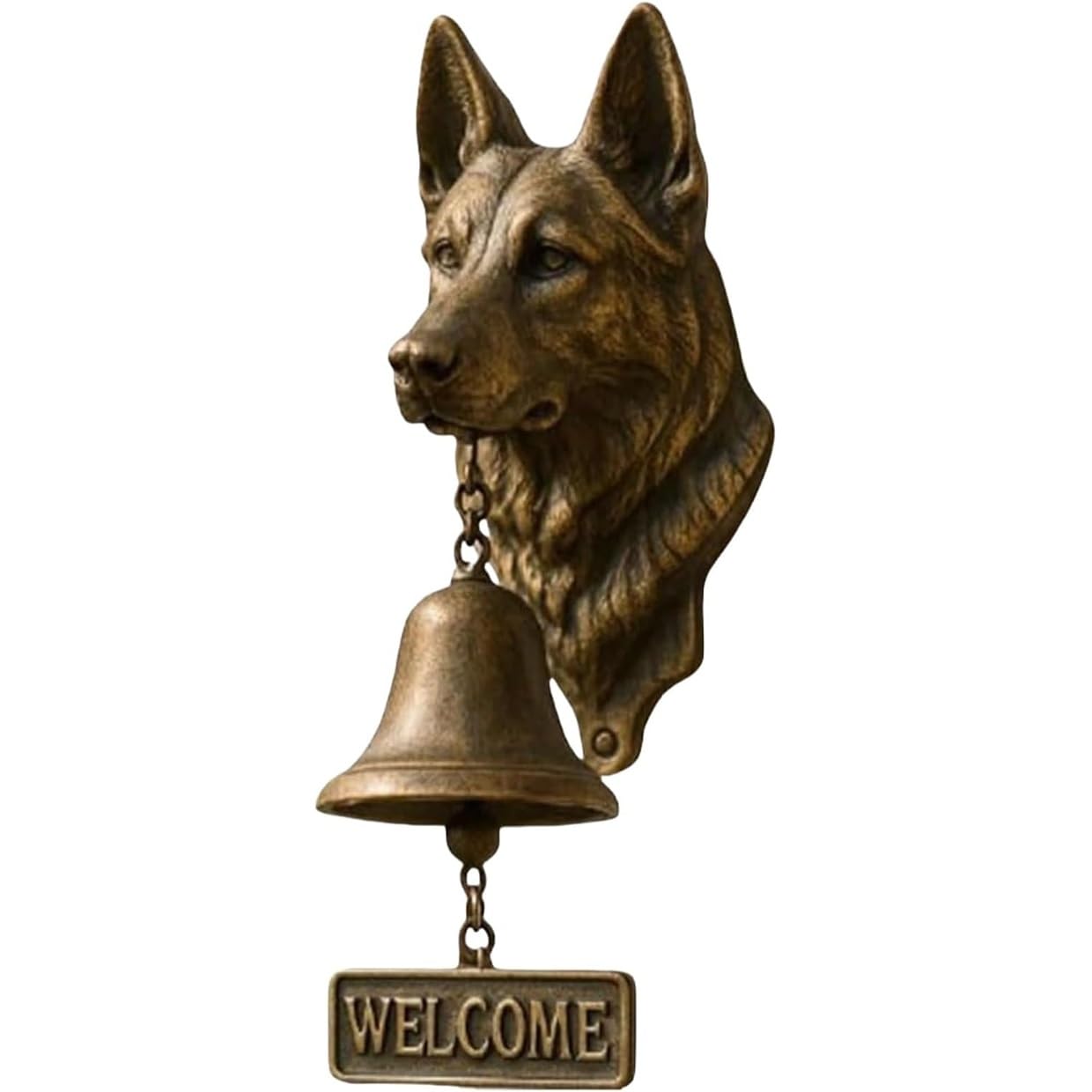 Dog Welcome Doorbell, Vintage Resin Wall Mounted Entry Bell for Porch, Front Door & Garden - Must-Have Lover Giftg Bell(German Shepherd)