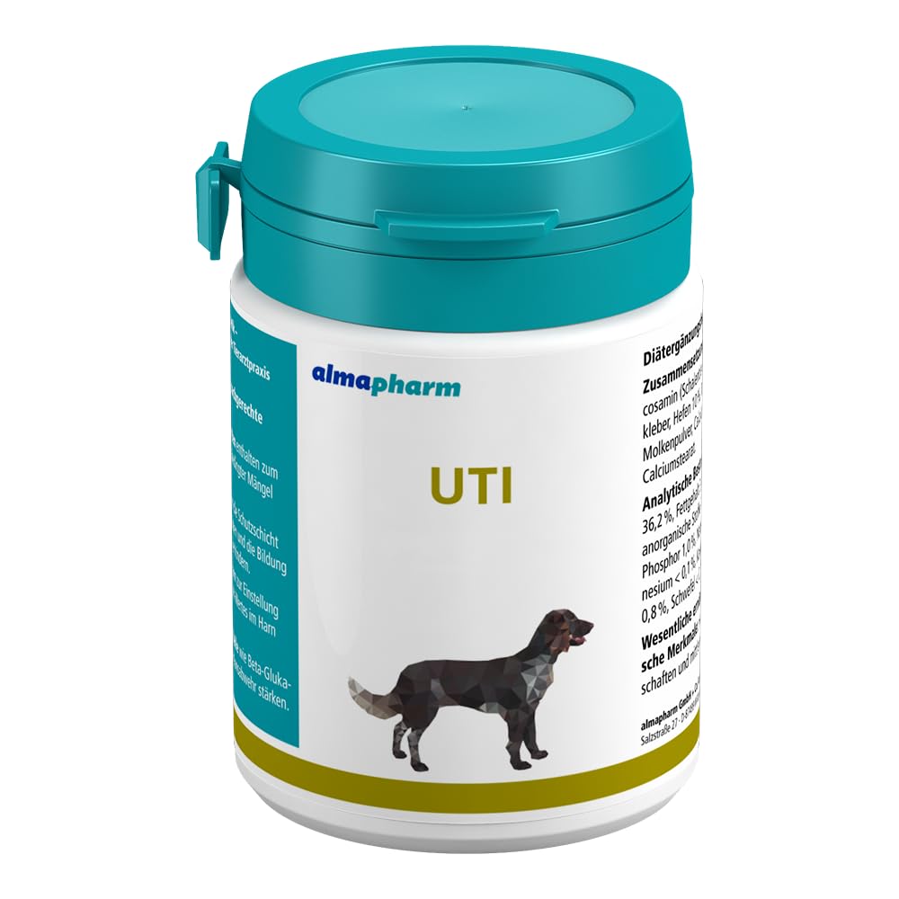 almapharm UTI | 30 Tabletten | Ergänzungsfuttermittel für Hunde | Kann zur Unterstützung der Harnblasenfunktion beitragen | Zur Verhinderung der Bildung von Harnkristallen