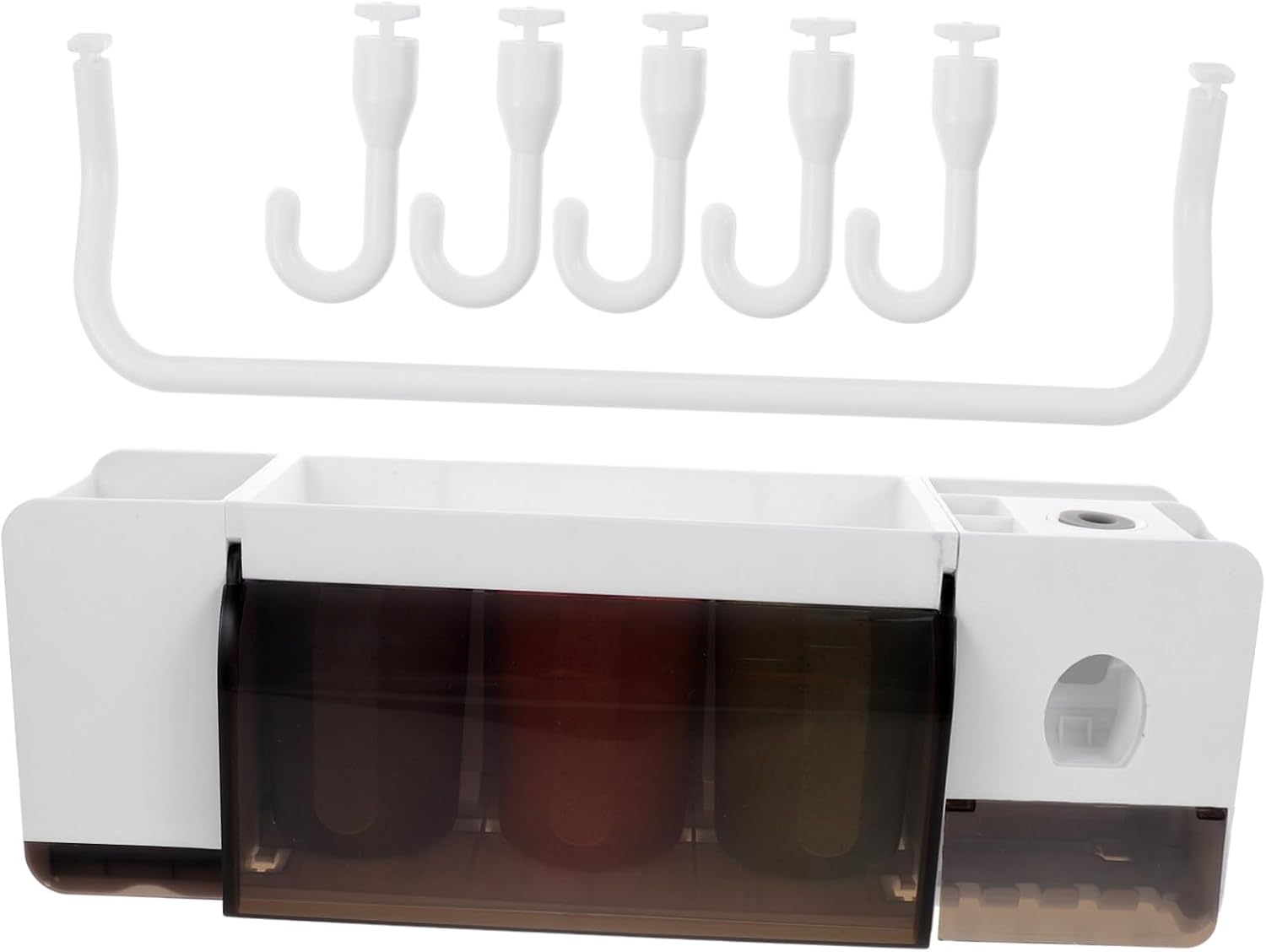 Multi-Functional Toothbrush Holder Wall Mounted for Bathroom Space-Saving Suction Cup Organizer with Toothpaste Dispenser Suitable for Adults and Fits Glass Tiles Wood Marble Metal