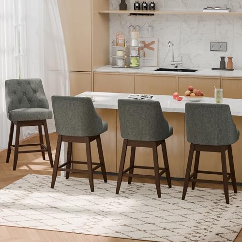 Betterhood Swivel Bar Stools Set of 2, Upholstered Barstools with