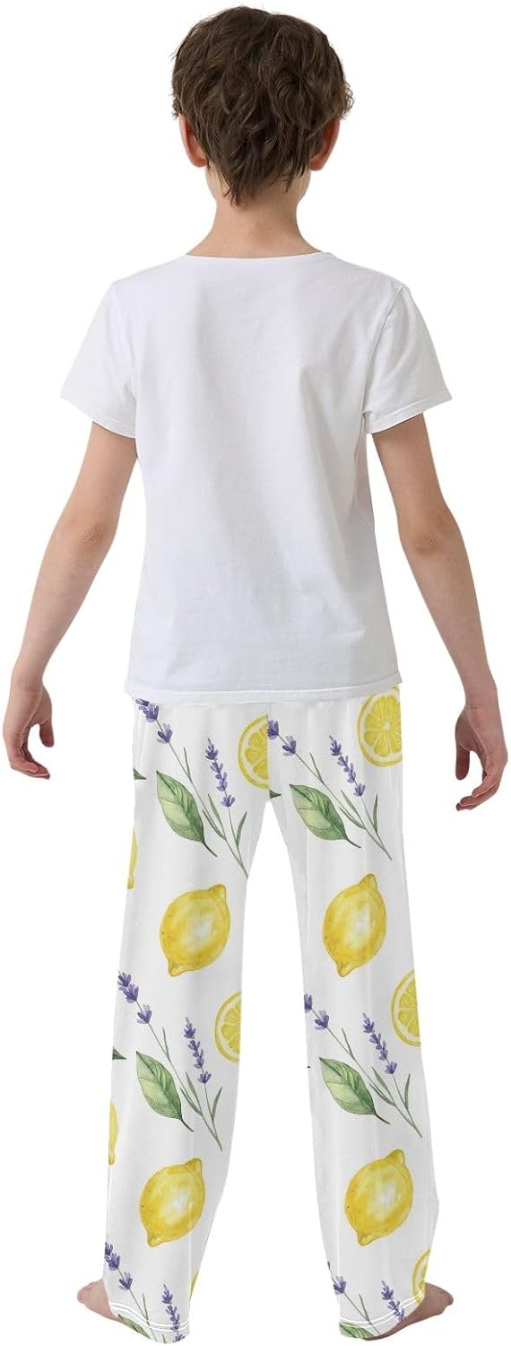 Watercolor Lemons Lavender Pajama Pants Soft Comfort Lounge Sleepwear with Elastic Waist and Pockets