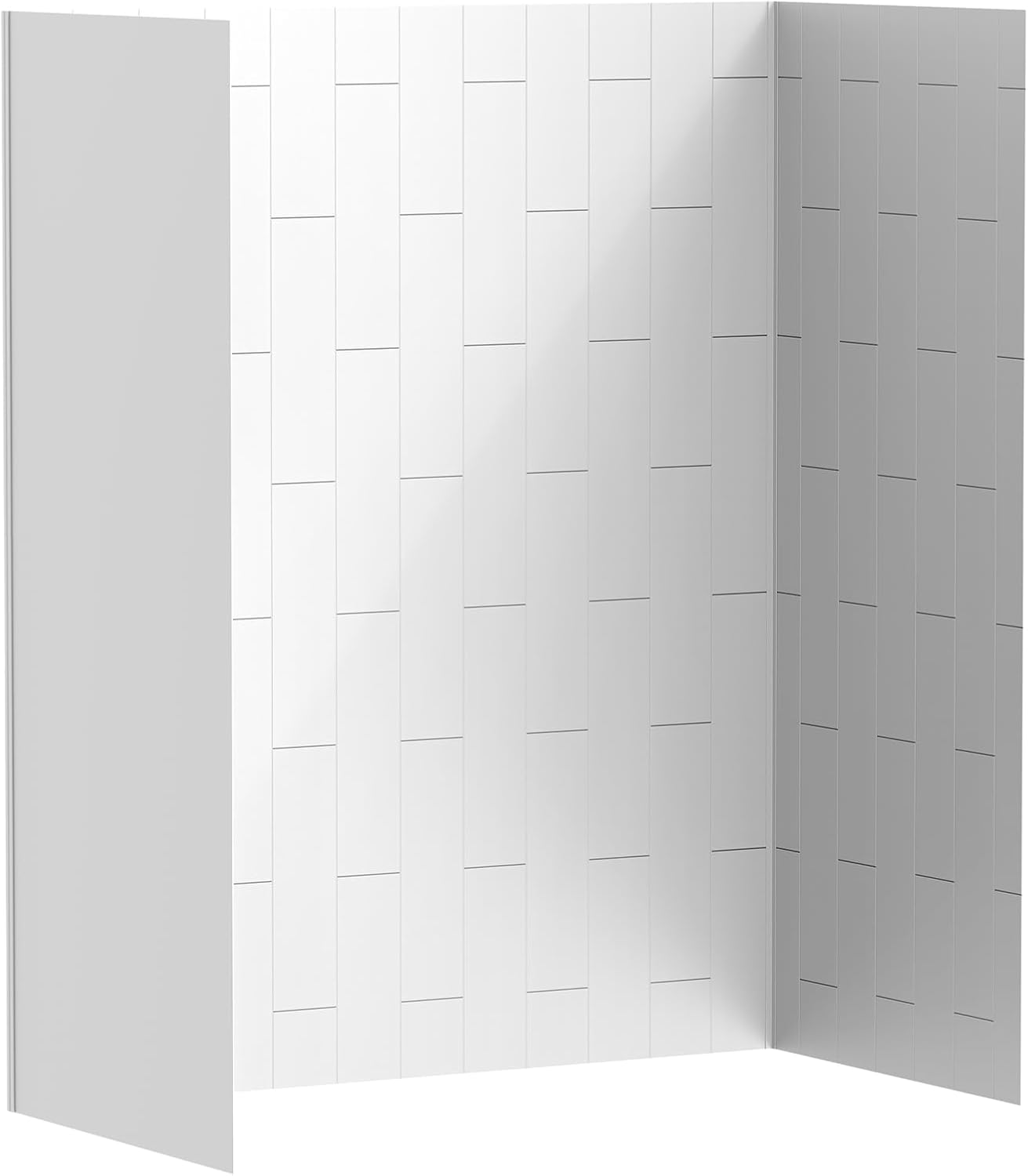 White Glossy Tile 72" Bathtub Wall Panels