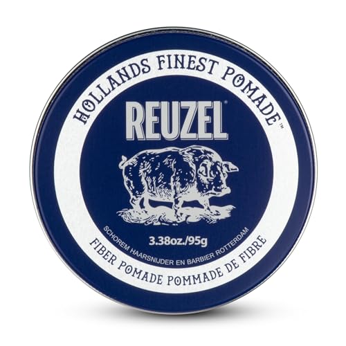 REUZEL Fiber Pomade, Firm and Pliable All Day Hold, Water Soluble Styling, Low Shine and Flake Free, Easy To Wash Out, For All Hair Types