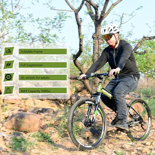 URBICIKA 26 Inch Folding Bike, 21 Speed Full Suspension Mountain Bike for Adults/Men/Women Bicycle - Thumbnail 2