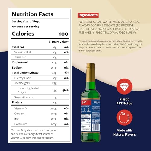 Image of Torani Green Apple Syrup for Drinks, Flavoring for Sodas and Cocktails, Glass Bottle with Pump Included, 25.4 Fl Oz