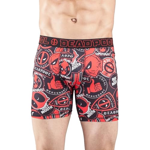 Marvel Comics Men's Deadpool Sticker Merc with a Mouth No-Fly Boxer Briefs3
