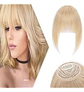 Hairro Clip in Bangs Human Hair Extensions with Temples One Piece French Curved Bangs Clip on Raw...