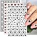 Dornail 6 Blatt Herz Sterne Nagelsticker Schwarz Weiß Liebe Sterne Nagelaufkleber 3D Nail Art Aufkleber Selbstklebend Nail Stickers Nageldesign DIY Nagelkunst Nagel Dekoration