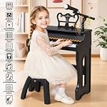 Pianos pour enfants de 3 à 7 ans, 37 Clés Piano pour tout-petit avec Microphone et Stickers Piano, Jouet de clavier de musique pour débutants Garçons Filles Cadeau d'anniversaire de Noël