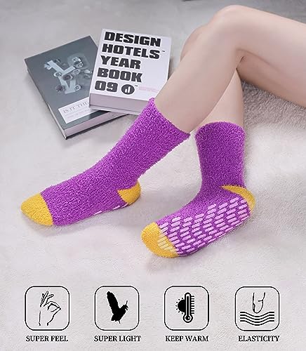 SDBING Non Slip Fuzzy Socks with Grips for Women - Hospital Slipper Socks4