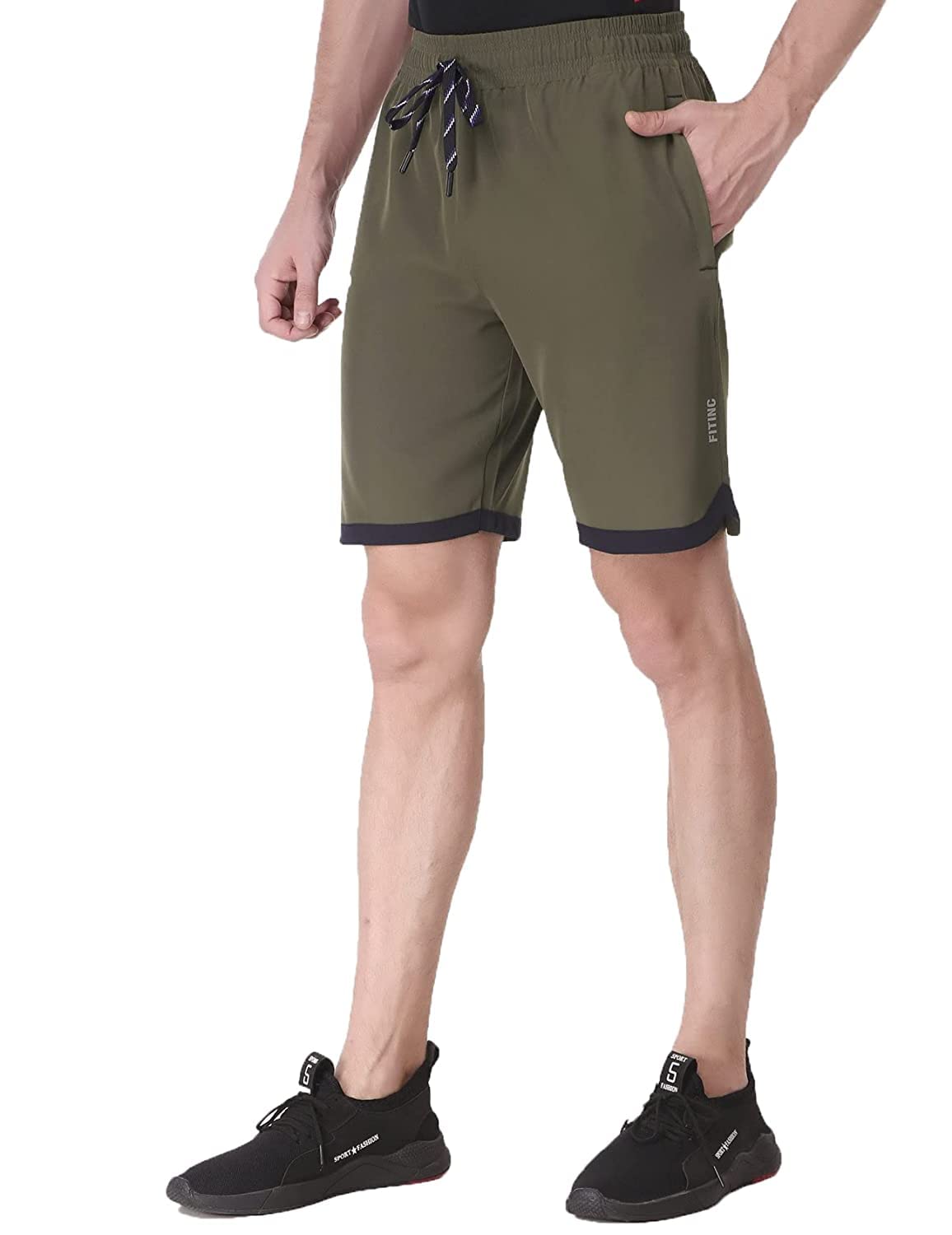 FITINC Lycra Quick Dry Shorts for Men, Regular Fit Gym Short Pant, Training & Workout, Lightweight Sportswear for Running, Outdoor & Athletic Bermuda