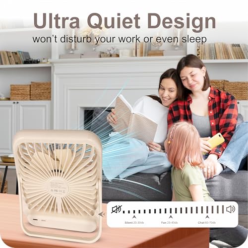 Image of TEKCOOL Slim Portable Desk Fan, 0-100 Speeds Adjustable Mini Fan, Rechargable Fan with Fragrance Function, Long Battery-Life Personal Fan for Home Outdoor, an Aromatherapy Tablet Included(White)