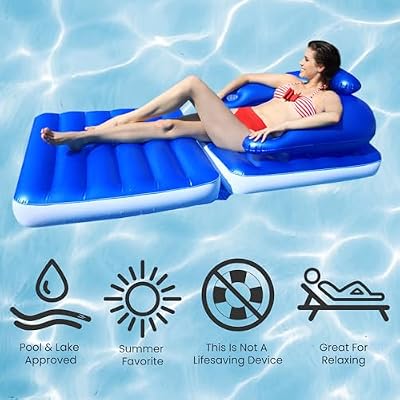74 Blue Convertible Lounge Chair Inflatable Swimming Pool Float