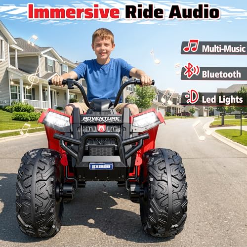 Image of ANPABO 24V XXXL Kids ATV 4 Wheeler Ages 5-14, 4WD & 800W, 200 Lbs, Red
