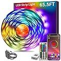 KSIPZE Led Lights for Bedroom 65.6ft Led Strip Lights with Remote RGB Color Changing Music Sync Bluetooth Smart App Control for Room Bedroom Lighting Flexible Home Décor