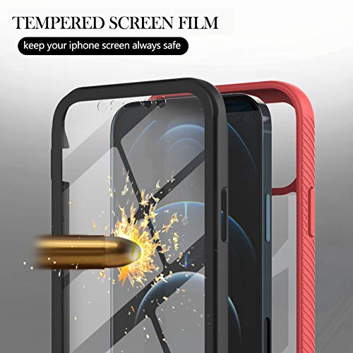 Coque iPhone 12 Pro Max antichoc transparente bicolore rouge