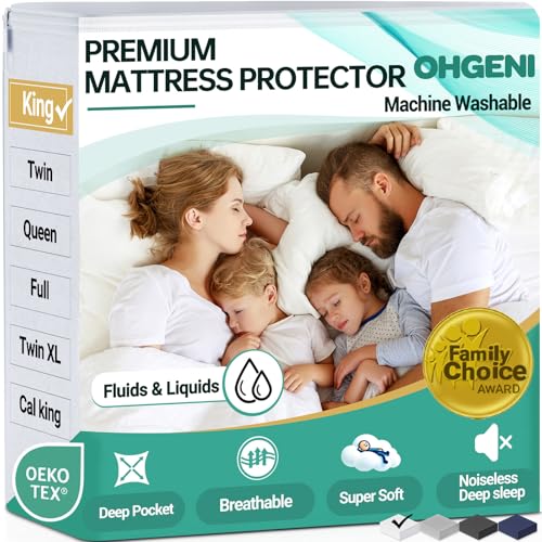 OhGeni 100% Waterproof Mattress Protector, King Size,