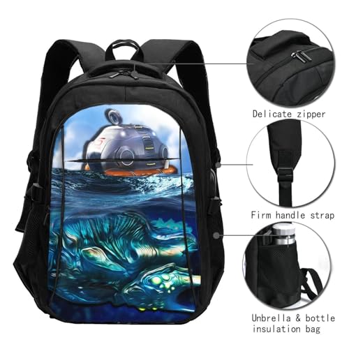 Game Subn-autica Backpack Laptop Backpack with Usb Charging Port Travel Backpack2