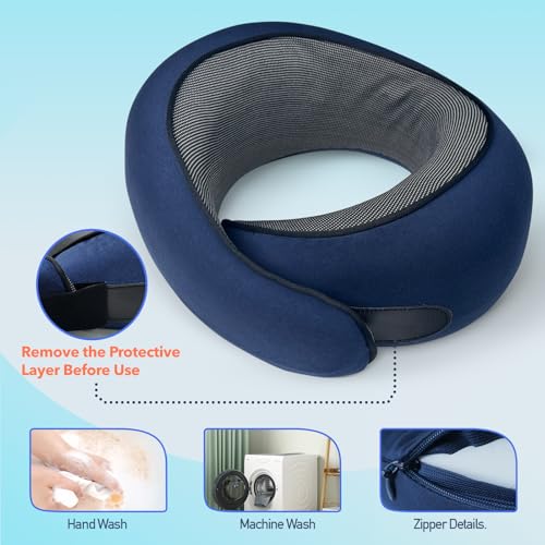 Image of Travel Pillow | High-Density Memory Foam Pillow with 360 Surround Support. Ergonomically Designed. Ideal for Airplane Travel and Home Use.