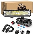 GOOACC 12Inch 300W Triple Row Led Light Bar Spot Flood Combo Off Road Lights Mounting Bracket Horizontal Bar Tube Clamp Led Lamp with Wiring Harness for Truck Golf Cart ATV UTV, 2 Years Warranty
