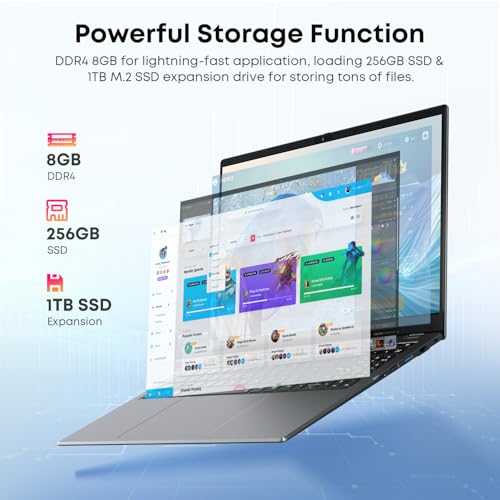 Image of CHUWI Laptop Computer 15.6'', 256GB SSD 8GB DDR4, Windows 11 Business Laptop with Intel Celeron CPU, 2K FHD Display, TF Card, WiFi, Bluetooth, HDMI, Type-C, 38Wh Battery, Grey (Herobook Plus)