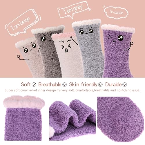 Image of EBMORE Womens Fuzzy Socks Fleece Fluffy Cabin Plush Warm Sleep Soft Cozy Winter Adult Socks