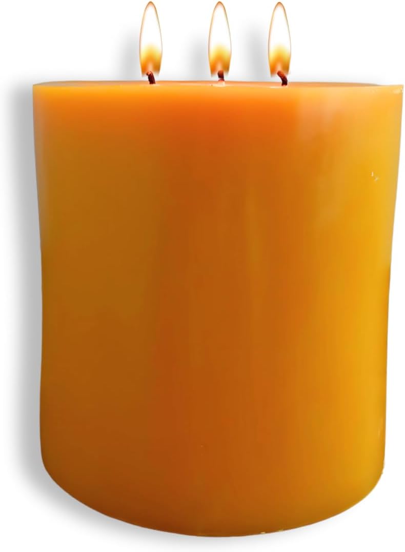 Candlestock 100% USA Beeswax Pillar Candle – Handmade in Woodstock, NY – Natural with 100% Cotton Wick – Long-Burning & Dripless 6x6 (1 Candle)