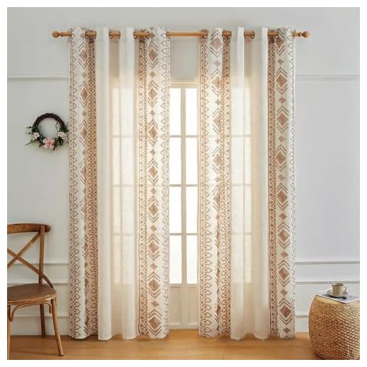 Beige Boho Curtains 2 Panels