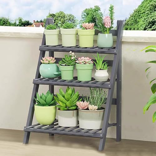 Estantes for Plantas De 3 Niveles, Escalera for Flores De Bambú Estantería Decorativa Soporte De Exhibición De Flores Plegable, for Balcón Interior Sala Decoración De Jardín (Size : 50 * 34 * 77cm)