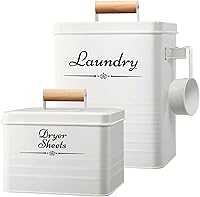 Vista 8 de Contenedor de cápsulas de detergente de metal estilo granja con soporte para hojas de secadora para organización y almacenamiento de la lavandería