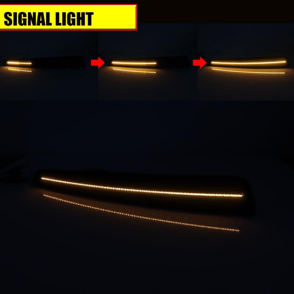 for 2009 2010 2011 ACURA TL Rear Bumper Reflector Brake Tail Lights w/Sequential Turn Signal Lamp Smoked Lens 3 IN 1 LED Fog lamp