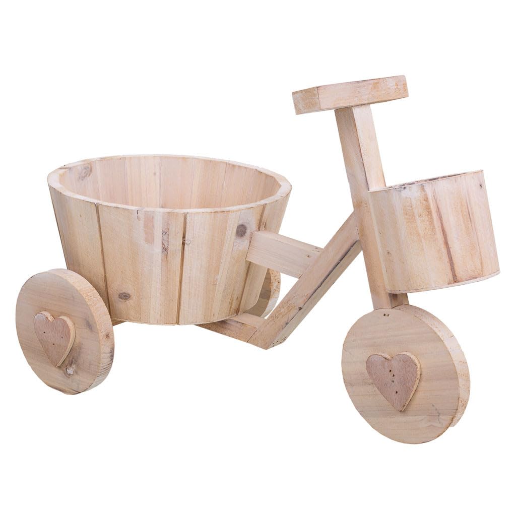 Vélo porte-plante en bois pour décoration de jardin et de terrasse