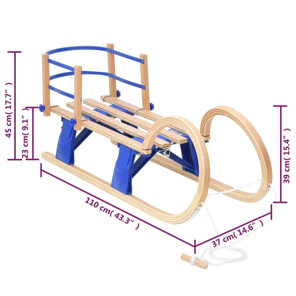 SKM Traîneau Pliable avec Dossier 110 cm Contreplaqué, Weight:6.3 kg,93700