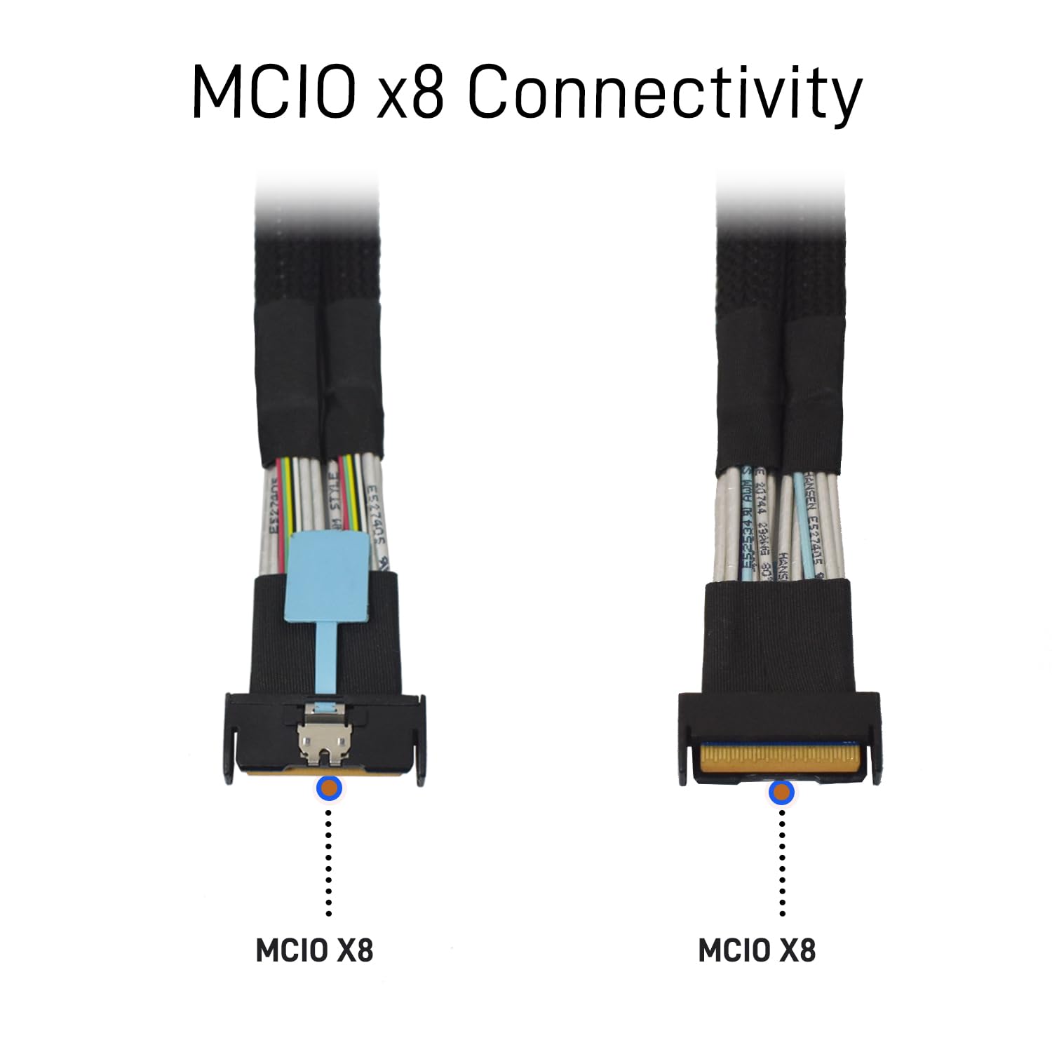 Cavo PCIe 5.0 MCIO x8 a 2 x SFF-8639 per SSD U.2 NVMe con alimentazione a 15 pin, 40 cm
