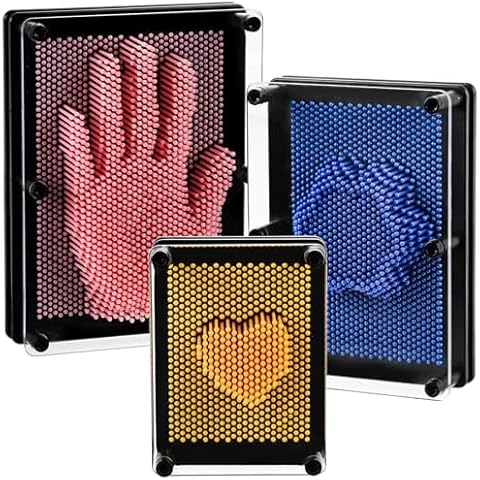 Dicunoy 3 Pack Plastic Pin Art Board, 3D Pin Art Sensory Toy, 3 Size Classic Pin Impression Sculpture Needle Toys for Children Creativity, Gift and Decoration for Adults, Customers, Home, Office Cover
