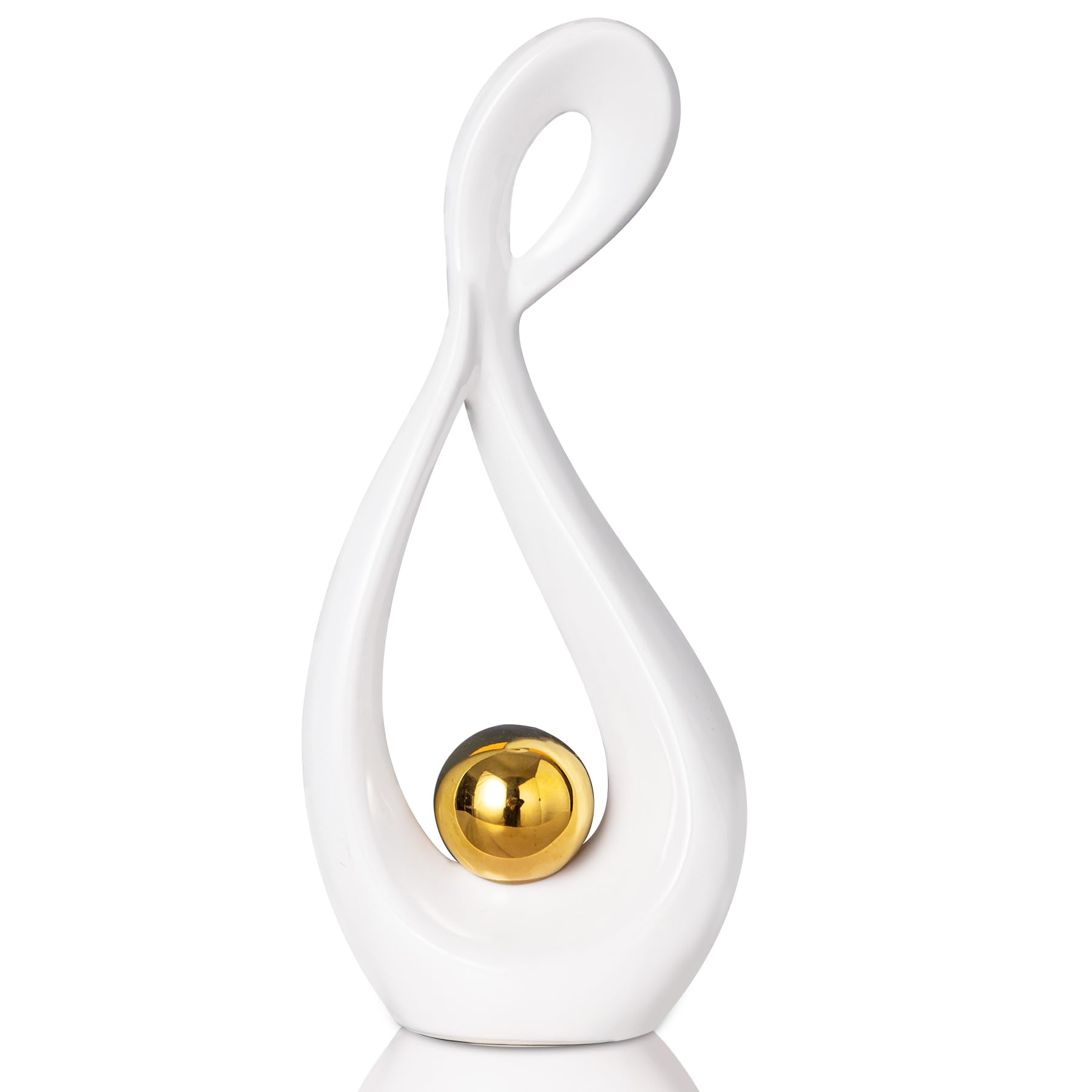Modern Abstract Sculpture Home Decor White and Gold Decor Living Room Decoration Table Accessories Table Art Ceramic Statue