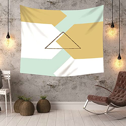 Tapiz de pared hexagonal y triangular KnSam de poliéster lavable en blanco, azul y amarillo 6