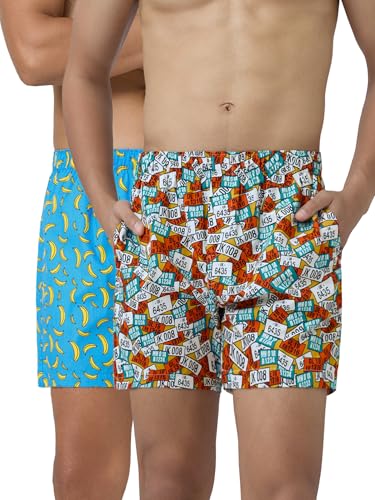 Image of XYXX Men's Remix Regular Fit Cotton Printed Boxer with Dual Pocket & No Marks Waistband (Pack of 2)