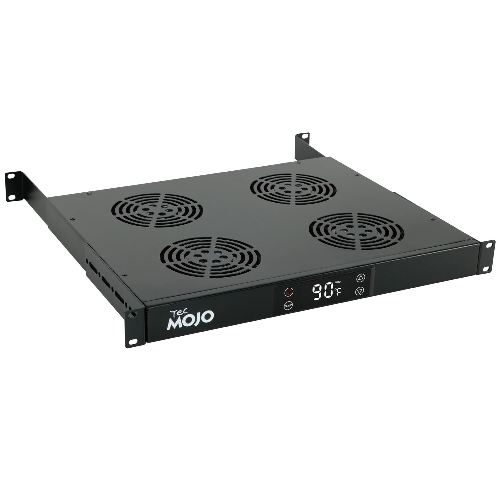 Photo 1 of Tecmojo 1U Rack Mount Cooling Fans, 4 Fans Cooling System with Thermostat,Digital Heat Monitor Display & Overheat Alarm Sensor, Adjustable Temperature Control and Depth
