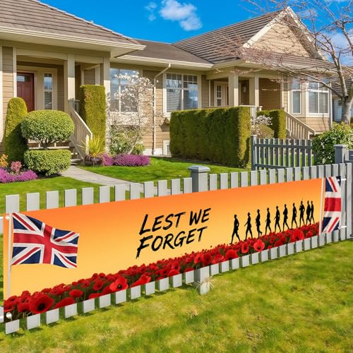 Remembrance Day Flag Decorations Banner 50x300CM Lest We Forget Banner for Veterans Day War Heroes Soldiers Armed Forces