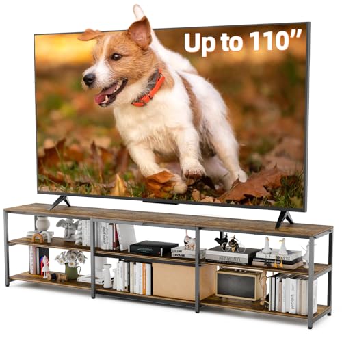 Aquzee 100 inch TV Stand, Extra Large 98' Wide Entertainment Center for 85' - 110' Television, 3 Tier Heavy Duty Wood Console Table with Storage for Living Room Home Theater