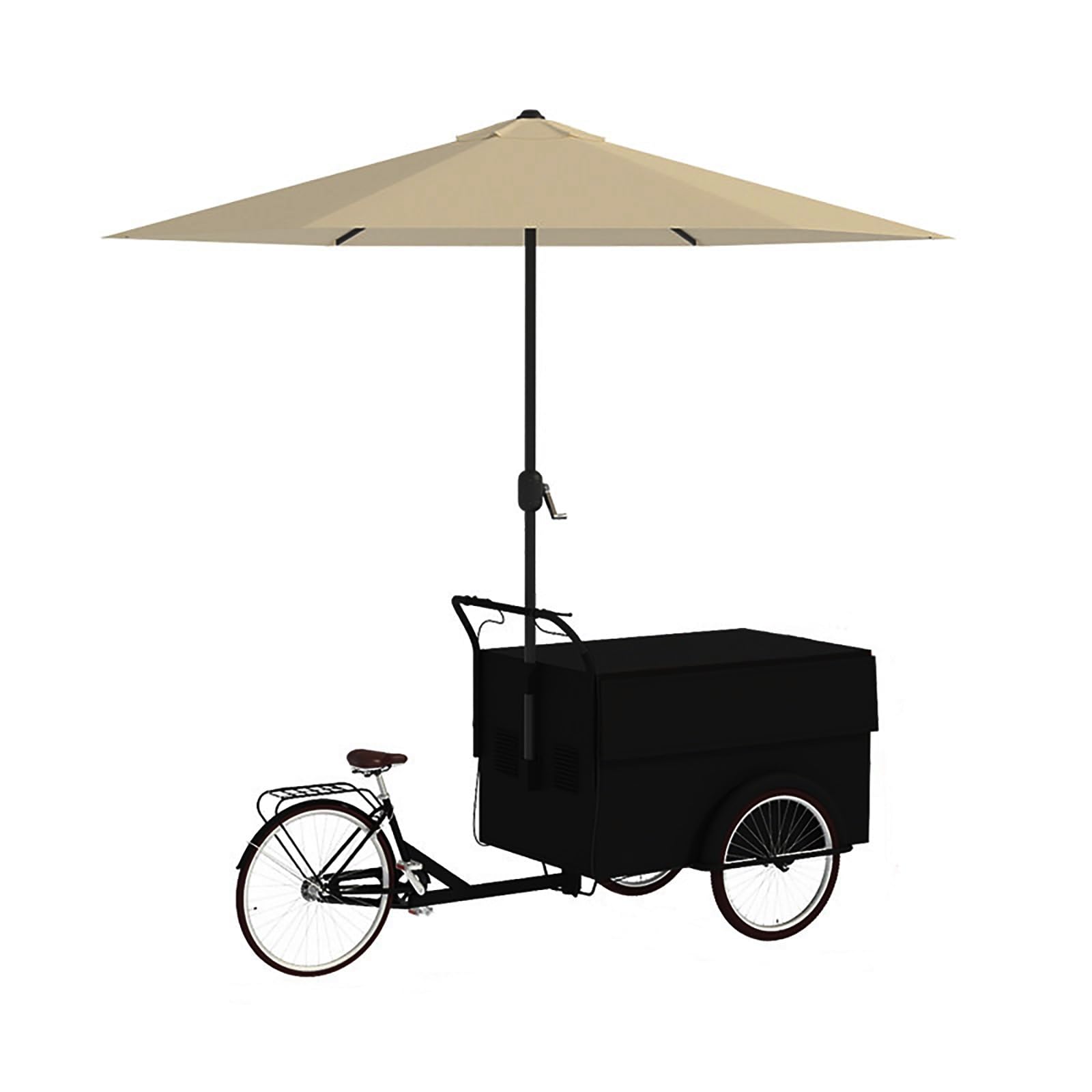 Mobile vending tricycle, Mobile Vending Bicycle Cart, Parasol, Display Storage, Multicolor(Black)