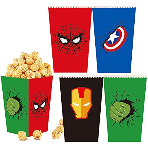 Yizeda 24 Pcs Superhero Party Supplies Favors Superhero Popcorn Boxes Cookies and Candy Box Gift Packs for Kids Superhero Theme Party