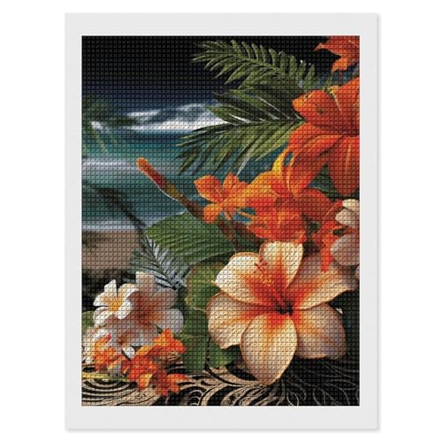Peinture diamant fleurs exotiques pour sublimer la déco murale du salon