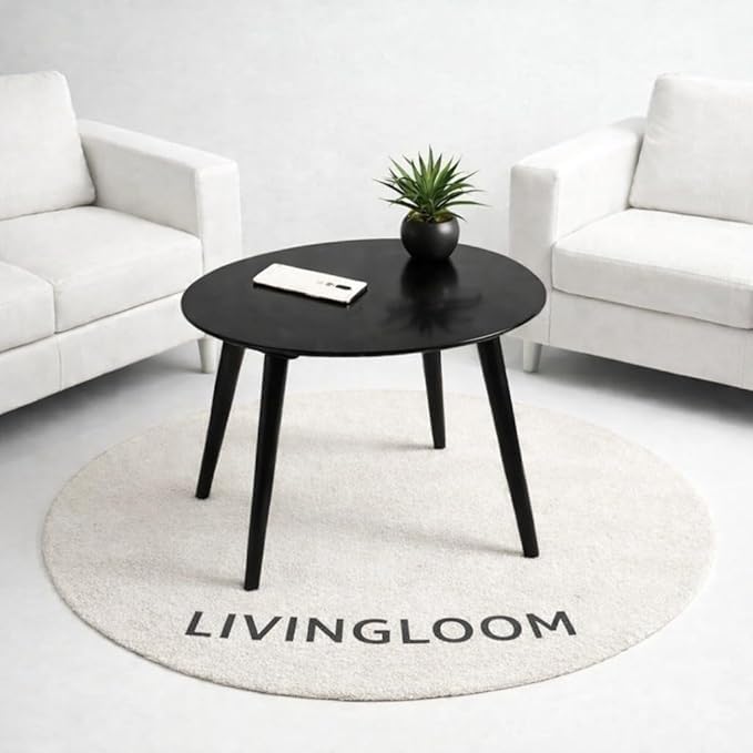 Image of Brown Art SHOPPEE Coffee Table-Oval Wood Coffee Table Storage and Display Sofa Table, Small Modern Table Furniture for Living Room&Home Office (Full Black)