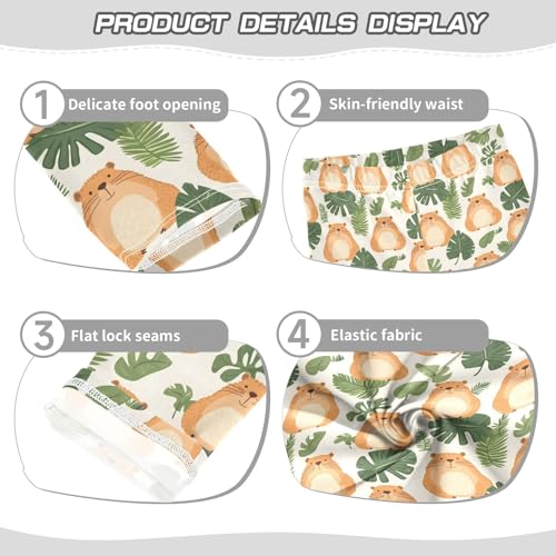 Guinea Pig Tropical Leaves Girls Leggings Kids Yoga Pants Athletic Tights Pants 4-10 Years3