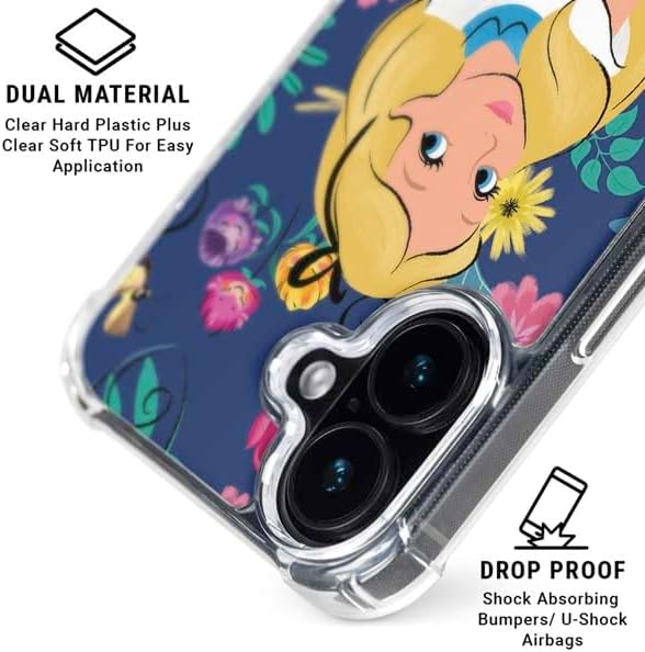 Skinit Phone Case Compatible with MagSafe iPhone 16 - Officially Licensed Disney Alice in Wonderland (Animated) Floral Print Design