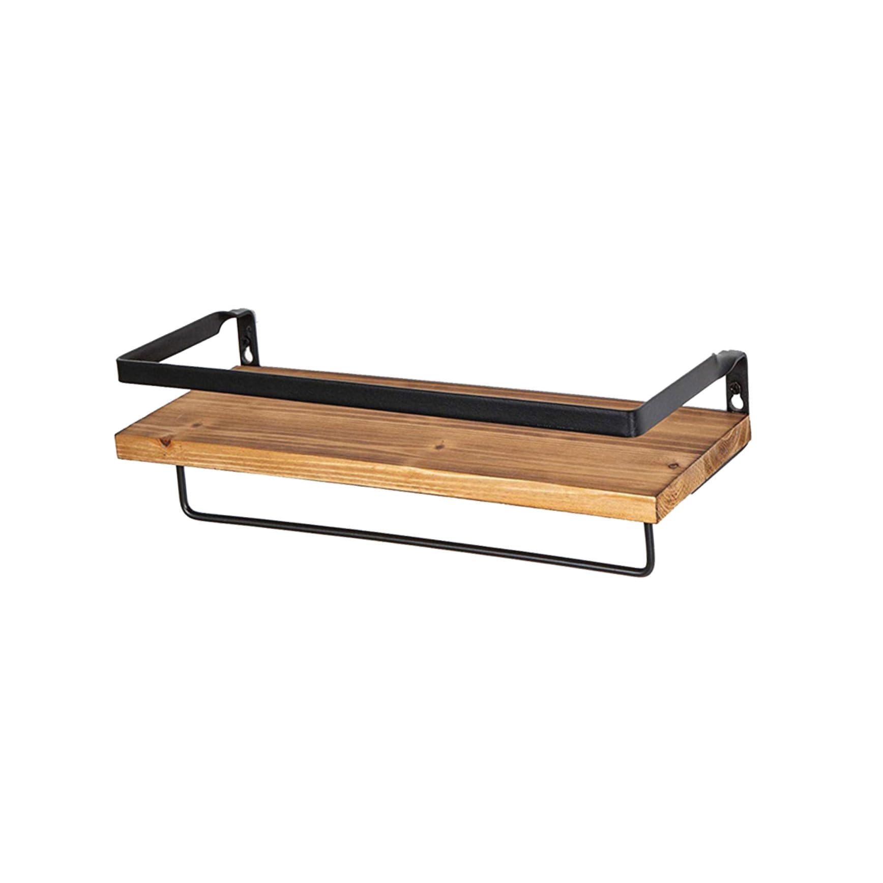 Étagère flottante vintage murale en pin massif et fer forgé durable